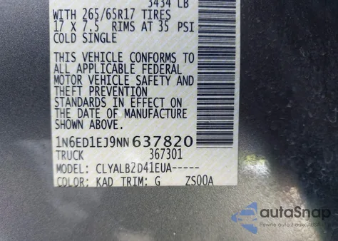 2022 Nissan Frontier Sv 4X2 z USA, uszkodzony, nr VIN 1N6ED1EJ9NN637820